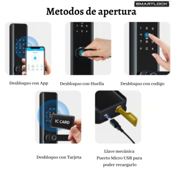 Cerradura Inteligente Smartlock TPSH-720 con Huella, Código y RFID - Image 5
