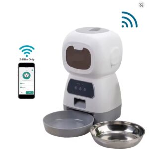 Alimentador Inteligente para Mascotas con Grabación y Doble Fuente de Energía